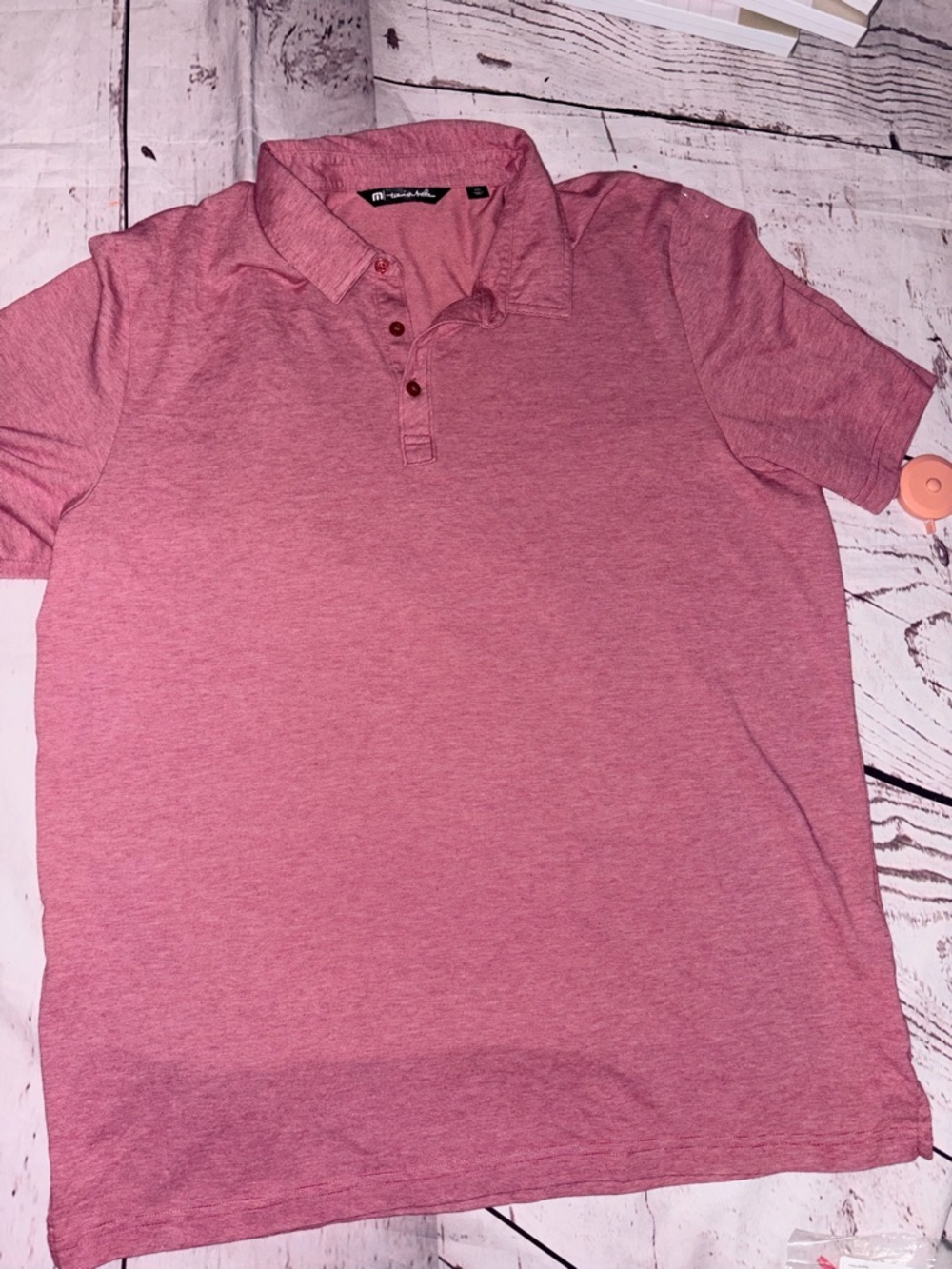 TravisMathew Men's Heather Pink Polo